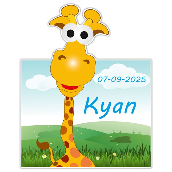 Geboortebord Fun Giraffe jongen met datum